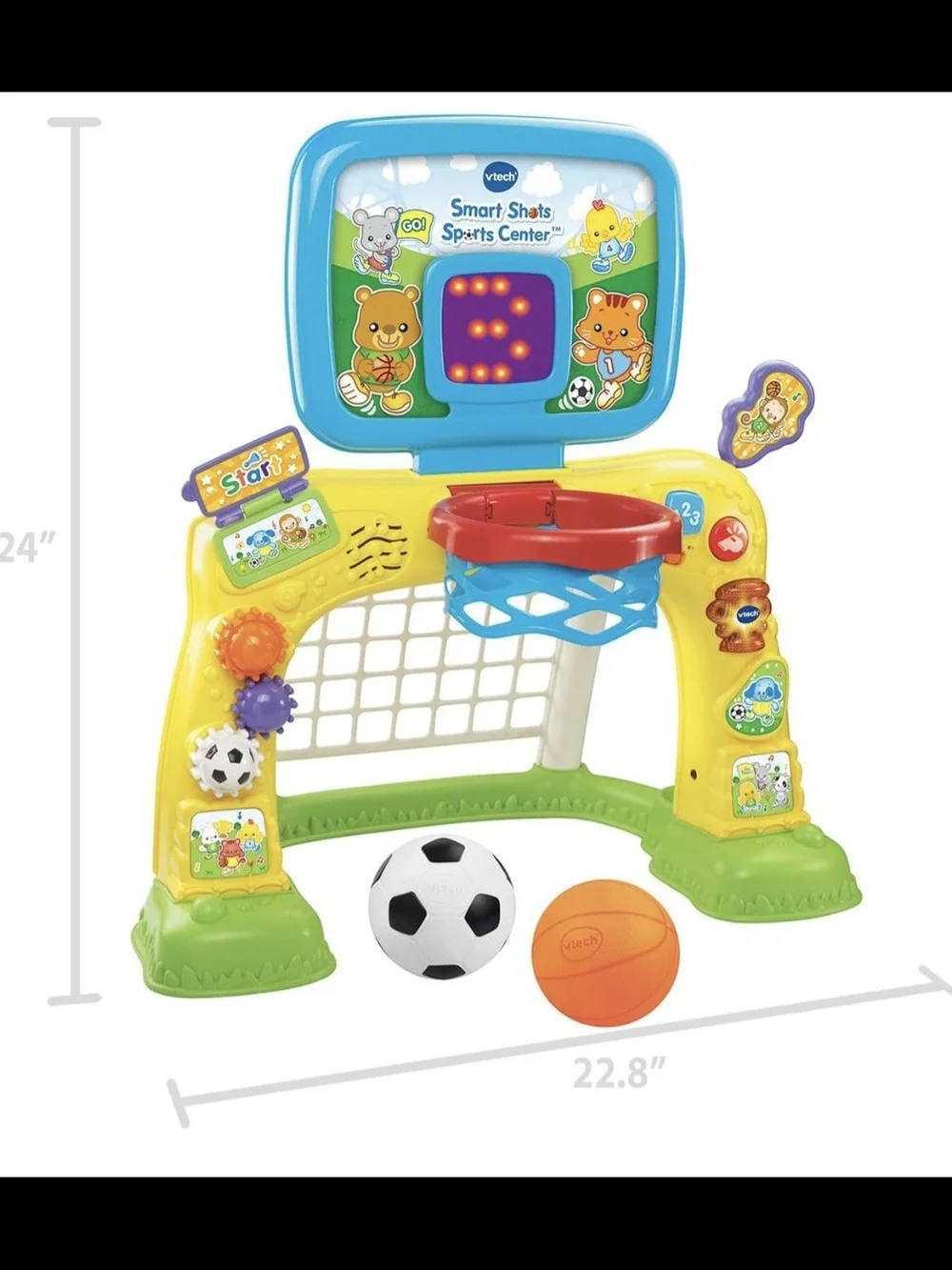 VTech Smart Shots Sports Center Blue Yellow Basketball & Soccer Learning Toy